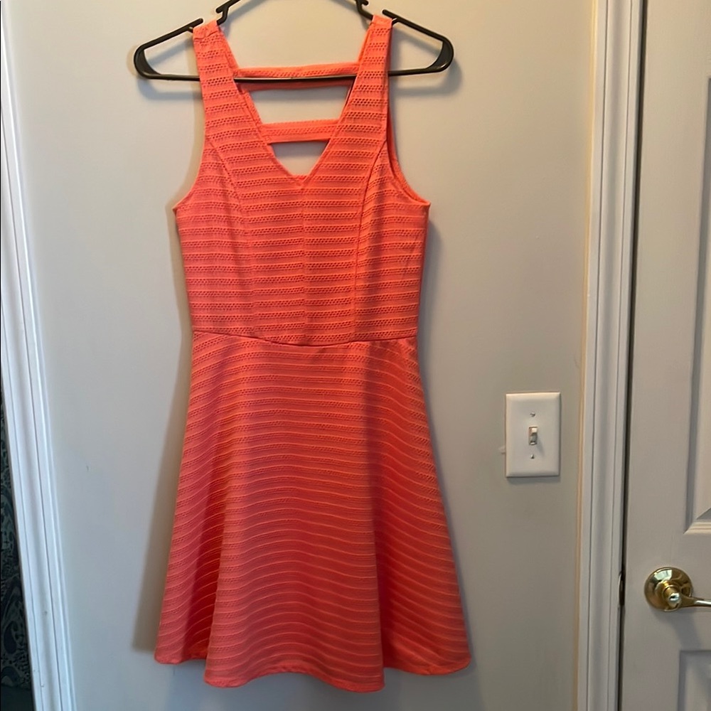 Vibrant Salmon color skater dress